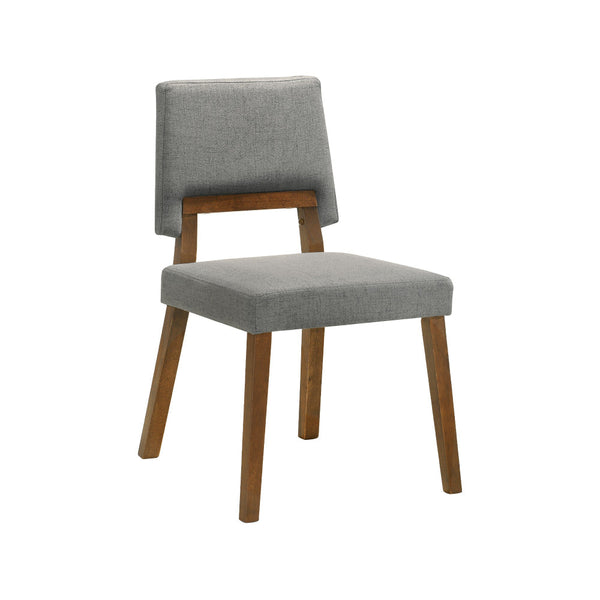Yumi 23 Inch Dining Chair, Set of 2, Charcoal Gray Fabric, Walnut Brown - BM308859