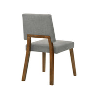 Yumi 23 Inch Dining Chair, Set of 2, Charcoal Gray Fabric, Walnut Brown - BM308859