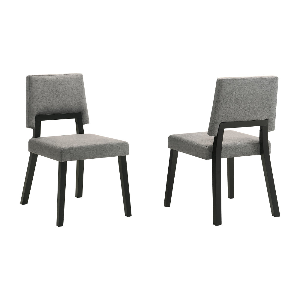 Yumi 23 Inch Dining Chair, Set of 2, Charcoal Gray Fabric Seat, Black - BM308860