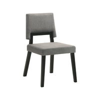 Yumi 23 Inch Dining Chair, Set of 2, Charcoal Gray Fabric Seat, Black - BM308860