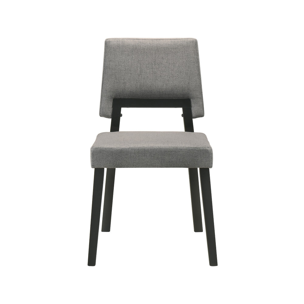 Yumi 23 Inch Dining Chair, Set of 2, Charcoal Gray Fabric Seat, Black - BM308860