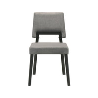 Yumi 23 Inch Dining Chair, Set of 2, Charcoal Gray Fabric Seat, Black - BM308860