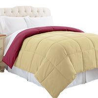 Genoa King Size Box Quilted Reversible Comforter , Pink and Beige - BM46035