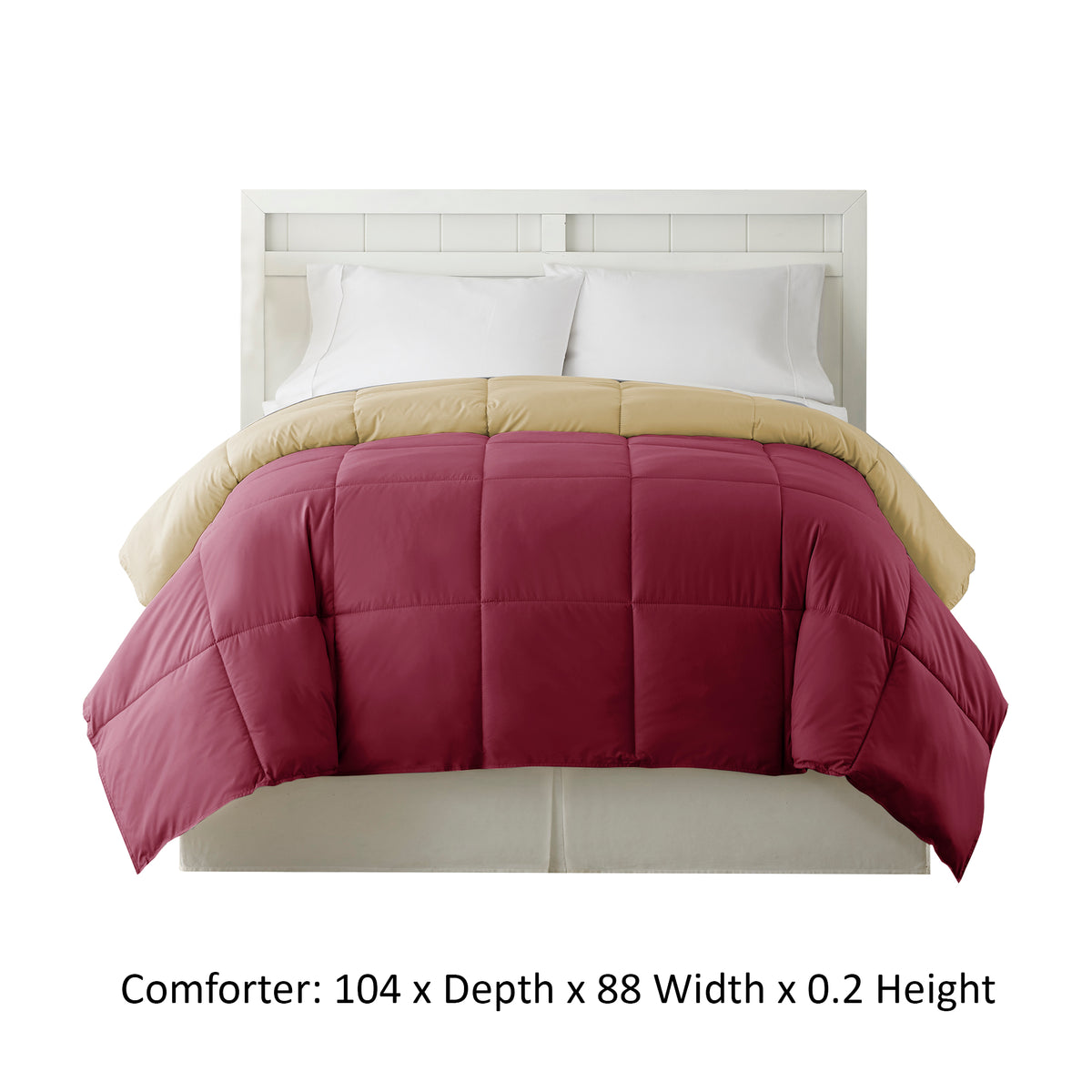 Genoa King Size Box Quilted Reversible Comforter , Pink and Beige - BM46035