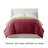 Genoa King Size Box Quilted Reversible Comforter , Pink and Beige - BM46035