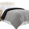 Genoa King Size Box Quilted Reversible Comforter , Black and Silver - BM46038