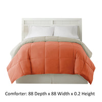 Genoa Queen Size Box Quilted Reversible Comforter , Orange and Gray - BM46046