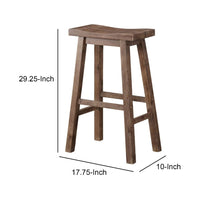 Wooden Frame Saddle Seat Bar Height Stool with Angled Legs, Large, Gray - BM61442