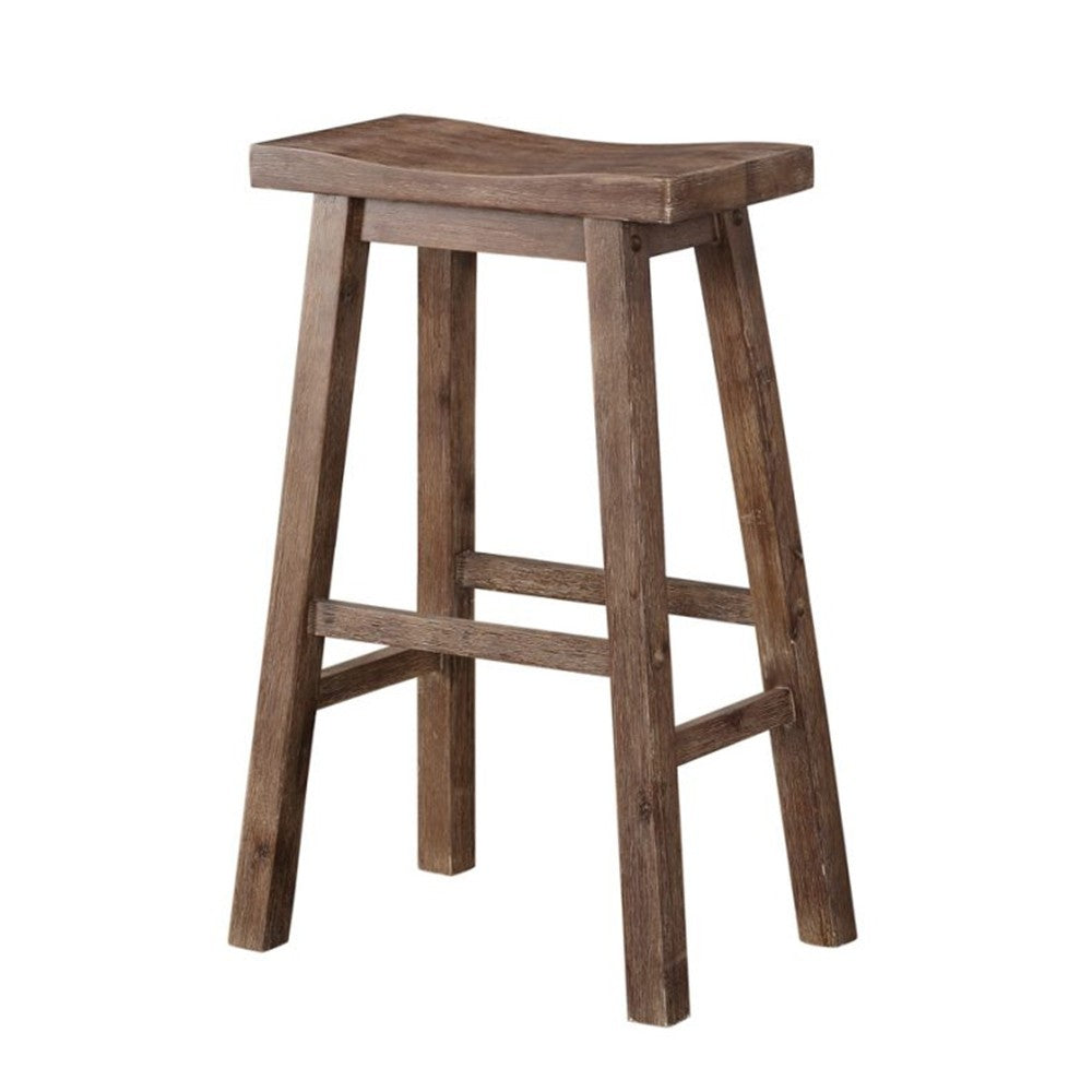 Wooden Frame Saddle Seat Bar Height Stool with Angled Legs, Large, Gray - BM61442