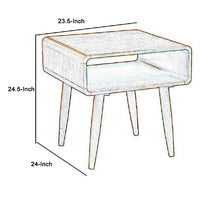 Rectangular Wooden End Table with Open Shelf and Splayed legs, Brown - BM61475