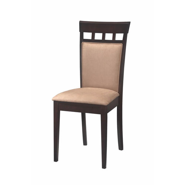 BM68980 Upholstered Back Panel dining Chair with Fabric Seat, Beige And Brown, Set of 2