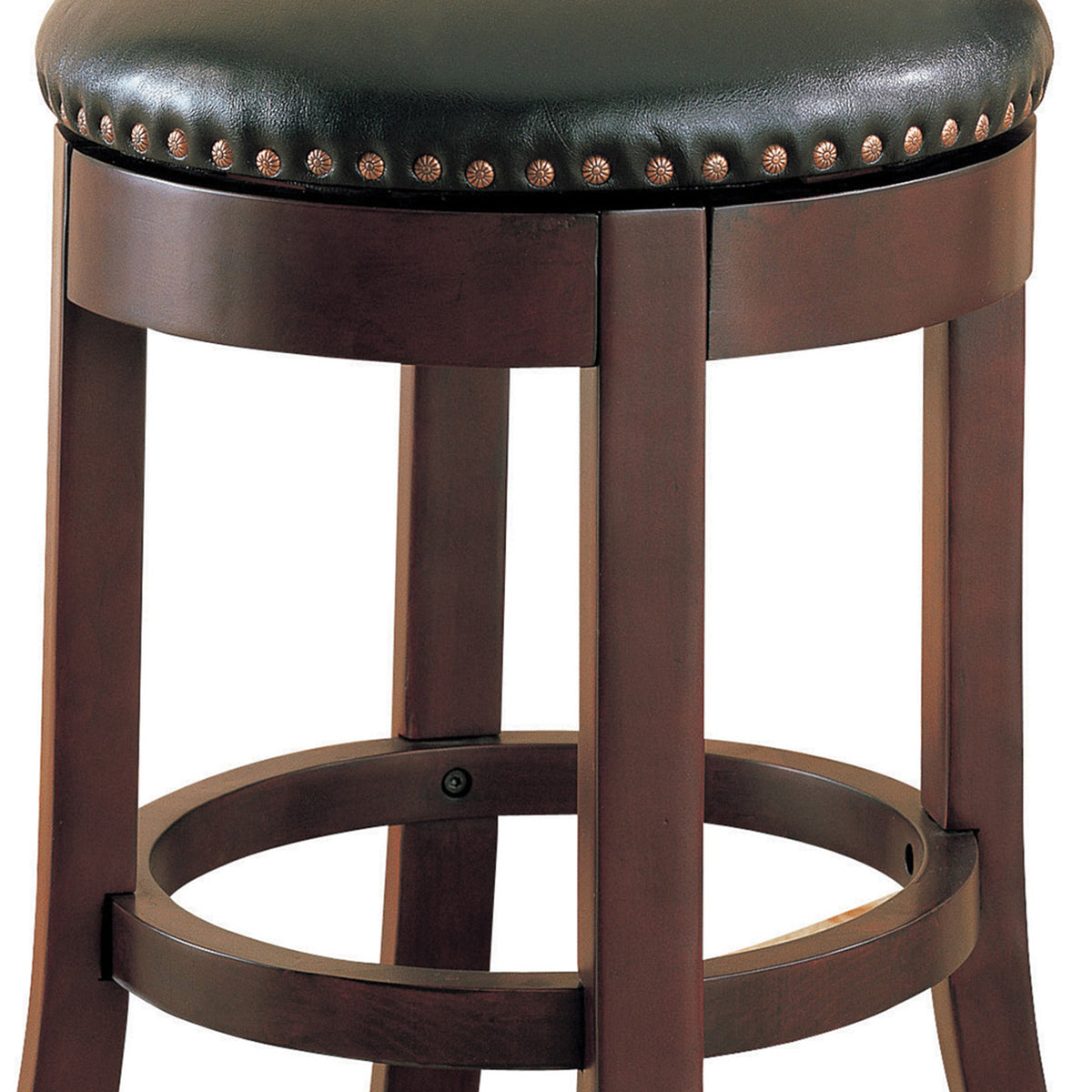 Round Wooden Counter Height Stool with Upholstered Seat, Brown, Set of 2 - BM68987