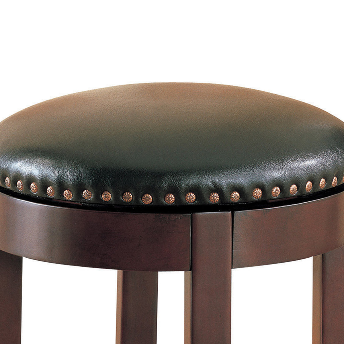 Round Wooden Counter Height Stool with Upholstered Seat, Brown, Set of 2 - BM68987