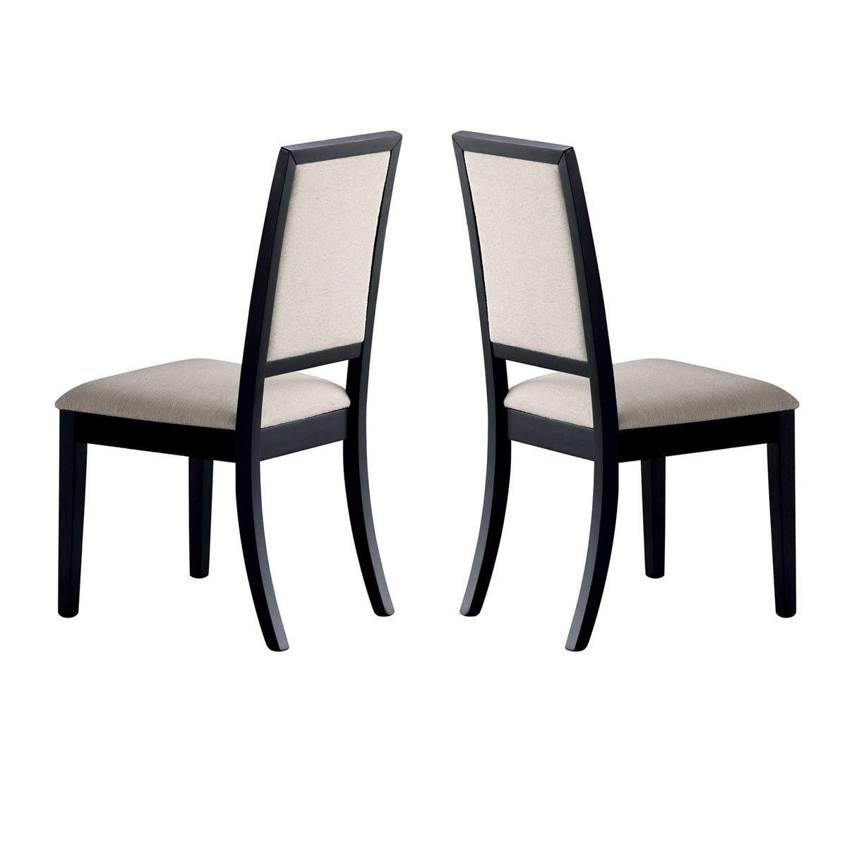 BM69003 Wooden Dining Side Chair With Cream Upholstered seat And Back, Black, Set of 2
