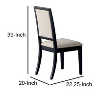 BM69003 Wooden Dining Side Chair With Cream Upholstered seat And Back, Black, Set of 2