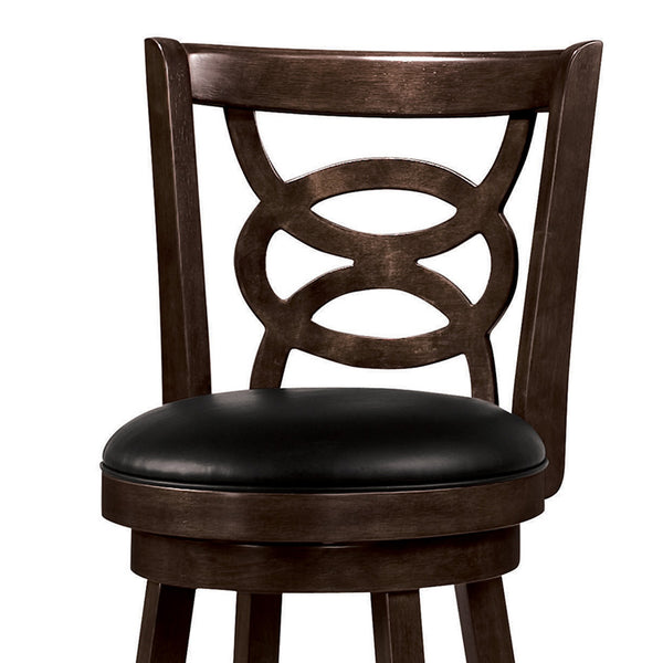 BM69024 29" Swivel Bar Stool with Upholstered Seat, Black And Brown ,Set of 2