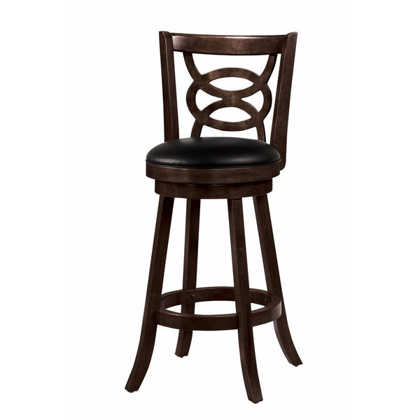 BM69024 29" Swivel Bar Stool with Upholstered Seat, Black And Brown ,Set of 2