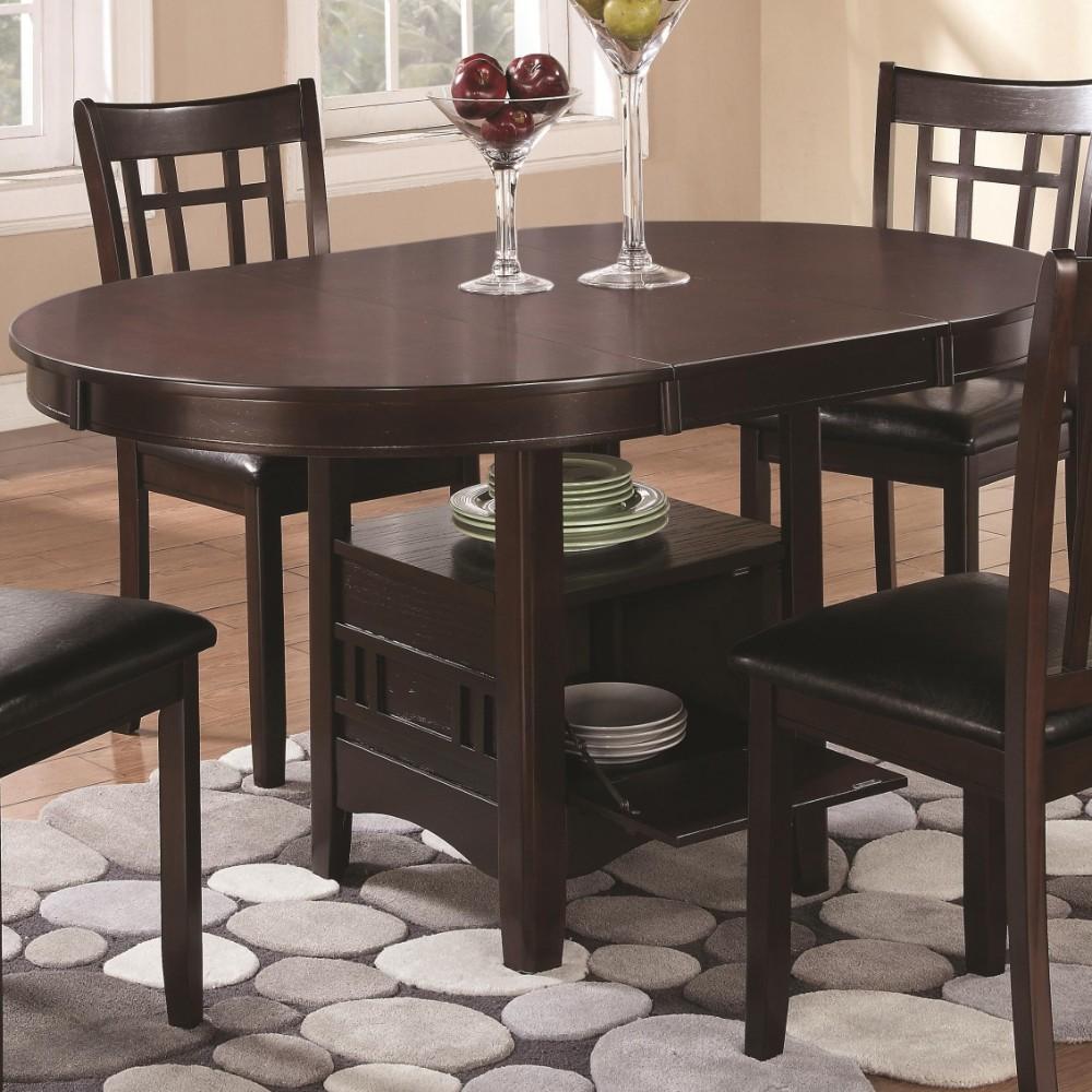 BM69083 Wooden Dining Table With Storage Compartment, Espresso Brown
