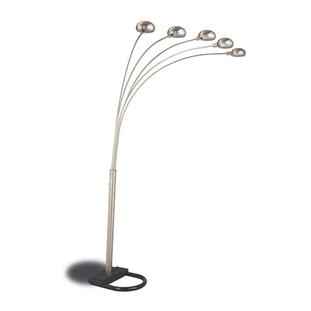 benzara Modern Floor Lamp with black bottom base Chrome - BM69257