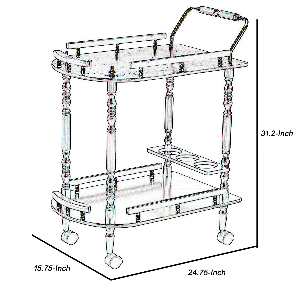 2-Tier Serving Cart, Brown- BM69285