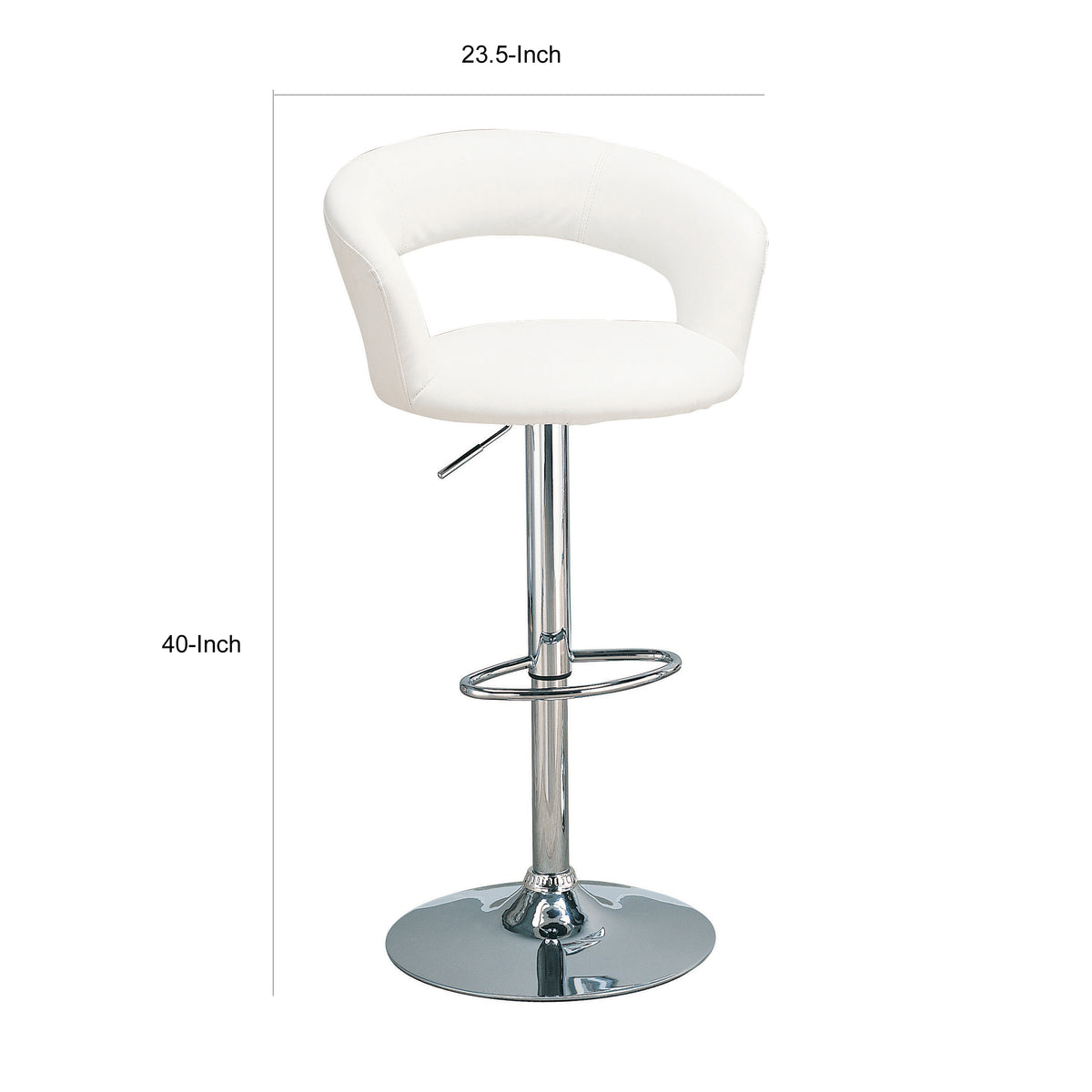 BM69363 Faux Leather Bar Stool, White