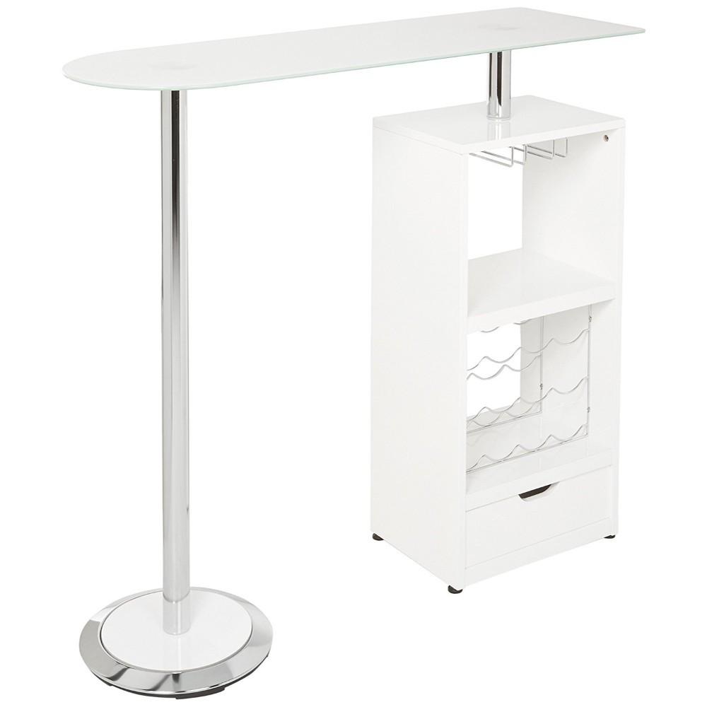 BM69375 White Bar Table with functional Storage