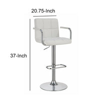 Grid Adjustable Swiveling Bar Stool, White - BM69392