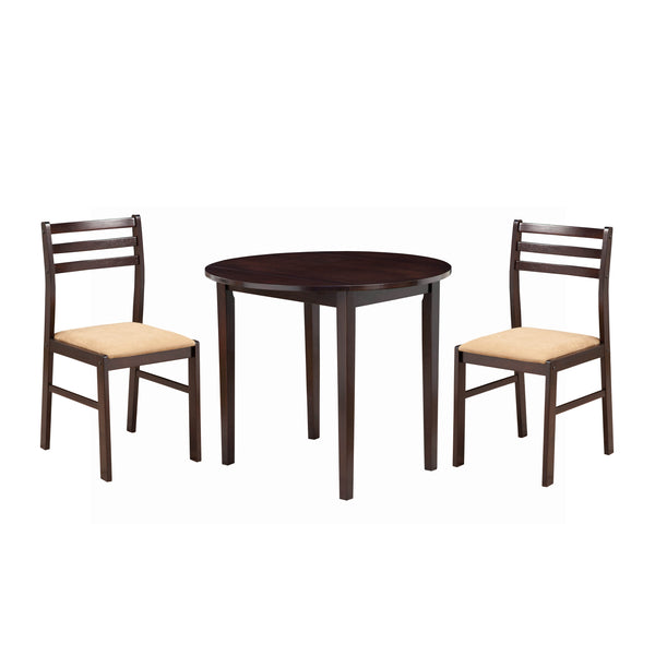 Transitional Style 3 Piece Wooden Dining Table and Chair Set, Brown - BM69410