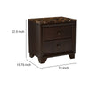 BM69435 2 Drawer Wooden Nightstand with Faux Marble Top, Cappuccino Brown