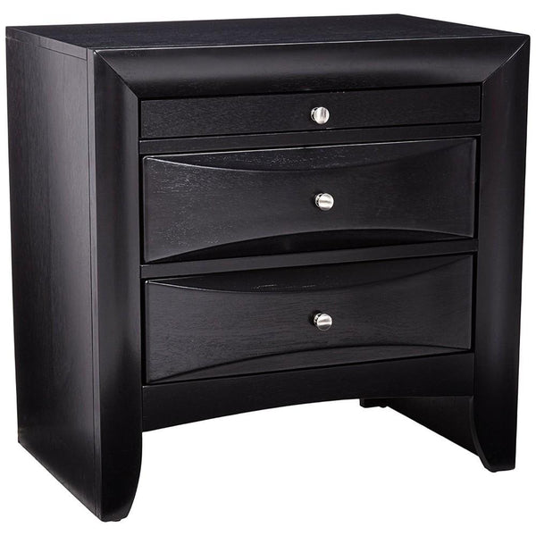 BM69441 Wooden 2 Drawer Nightstand with tray, Black