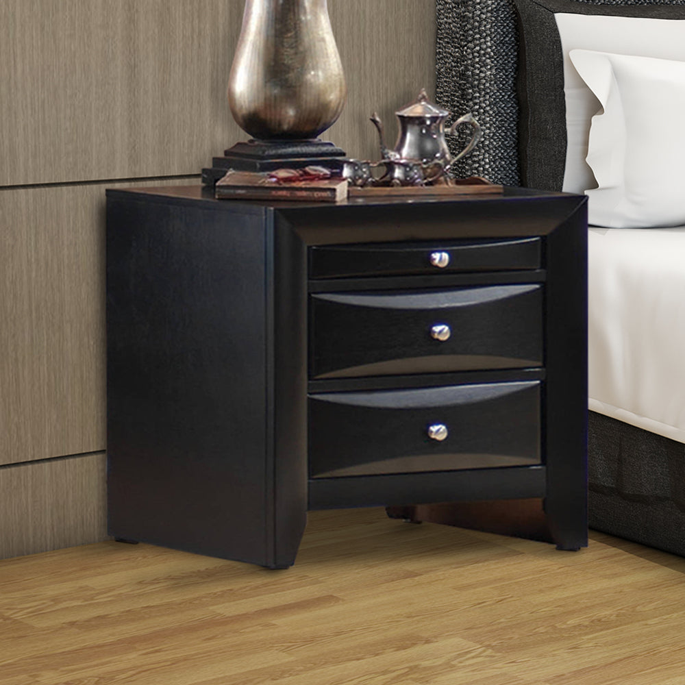 BM69441 Wooden 2 Drawer Nightstand with tray, Black