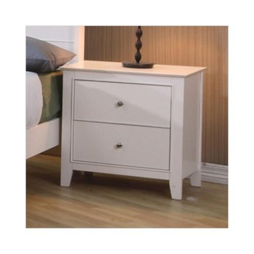 BM69576 Contemporary Nightstand With 2 Drawers, White