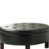 Traditional Round Tufted Storage Ottoman, Dark Brown - BM69631