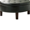 Traditional Round Tufted Storage Ottoman, Dark Brown - BM69631