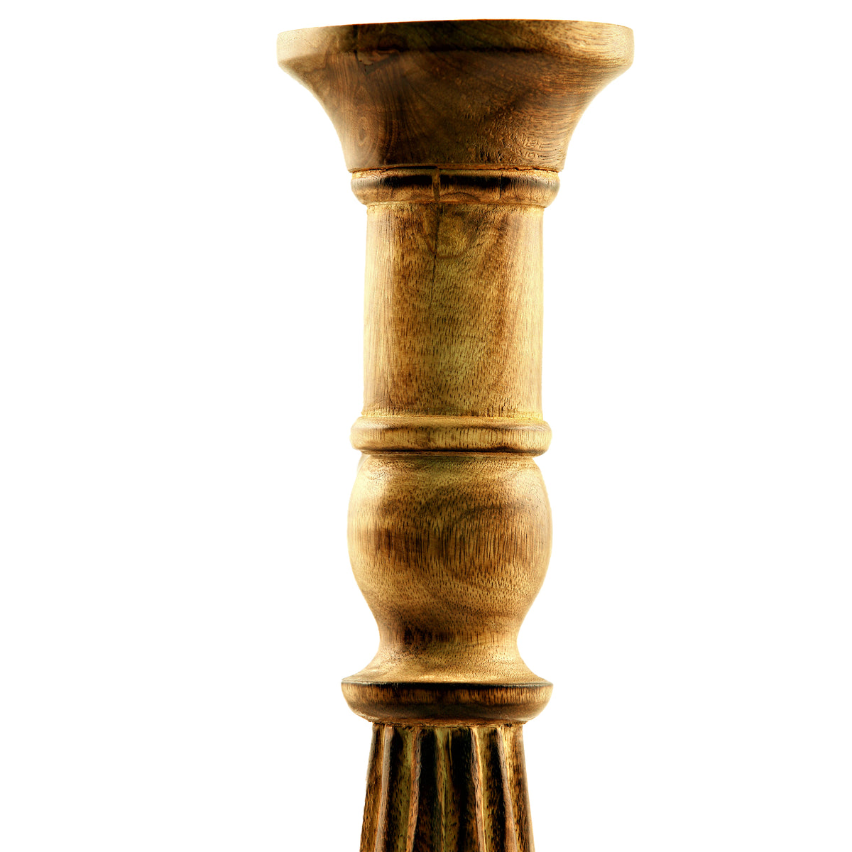 Benzara Benzara Wooden Natural Finish Pillar Shaped Candleholder