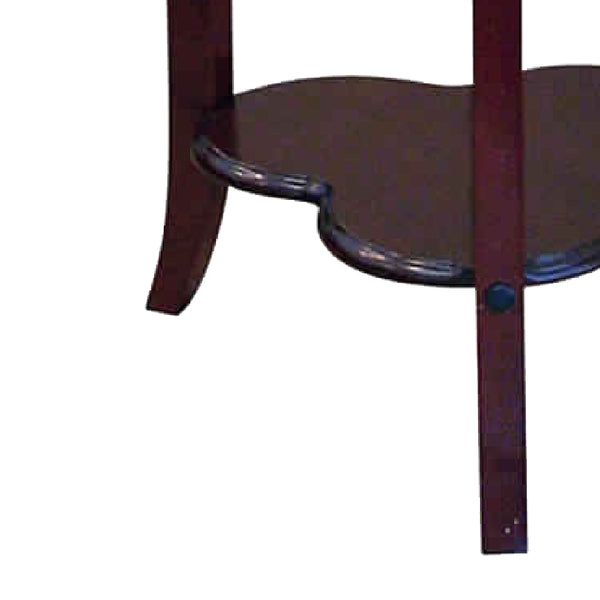 Clover Shaped Wooden End Table with Flared Legs, Cherry Brown - BM94694