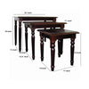 3 Piece Wooden Nesting Tables with Turned Tapered Legs, Cherry Brown - BM95312