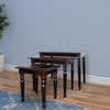 3 Piece Wooden Nesting Tables with Turned Tapered Legs, Cherry Brown - BM95312