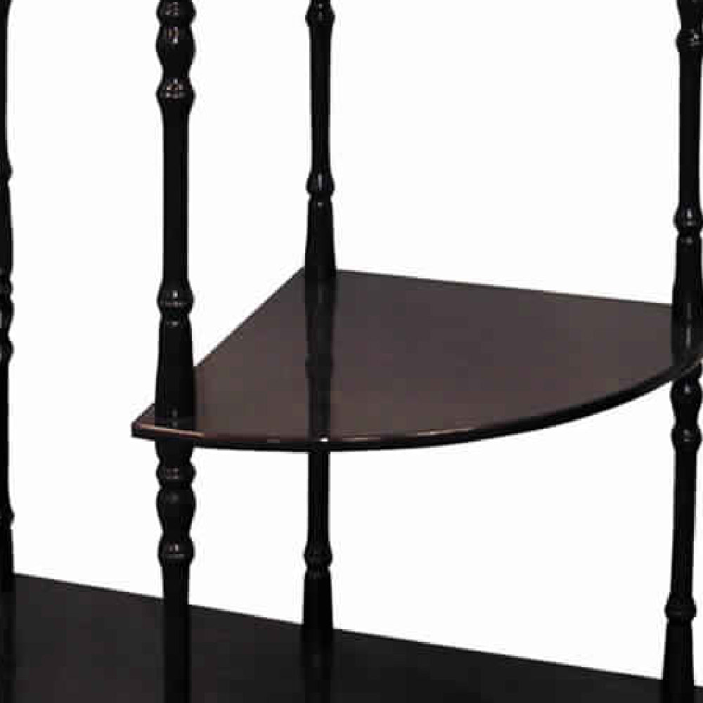 Traditional Style Wooden 3 Tier Half Table with Turned Legs, Dark Brown - BM95317