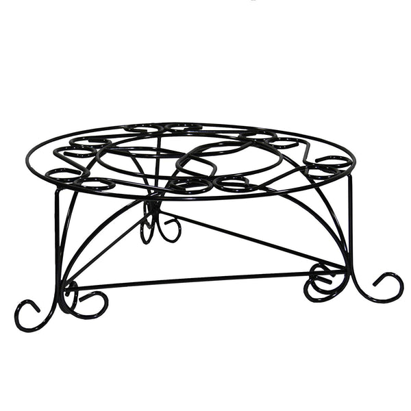 Swirl Mosaic Iron Frame Plant Stand, Glossy Black - BM96239