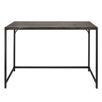 Rectangular Sofa Console Table with Plank Tabletop and Metal Base, Brown and Black - C554-FHB008