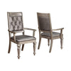BM163720 Wooden Dining Armless Chair With Tufted Back, Gray & Silver, Set of 2