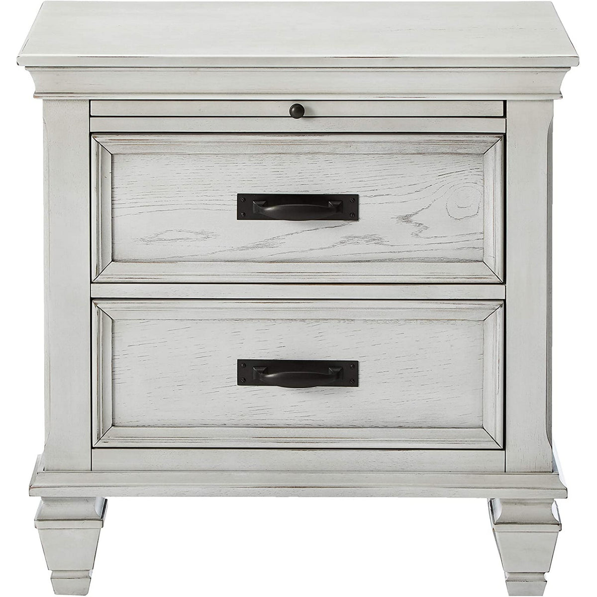 Wooden Nightstand with 2 Drawers & 1 Pull Out Tray, White - BM182751