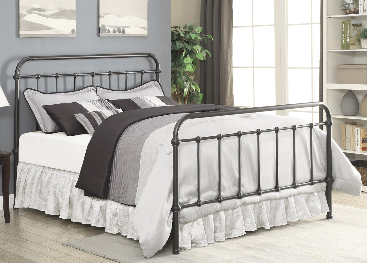 Metallic Twin Size Bed, Dark Bronze