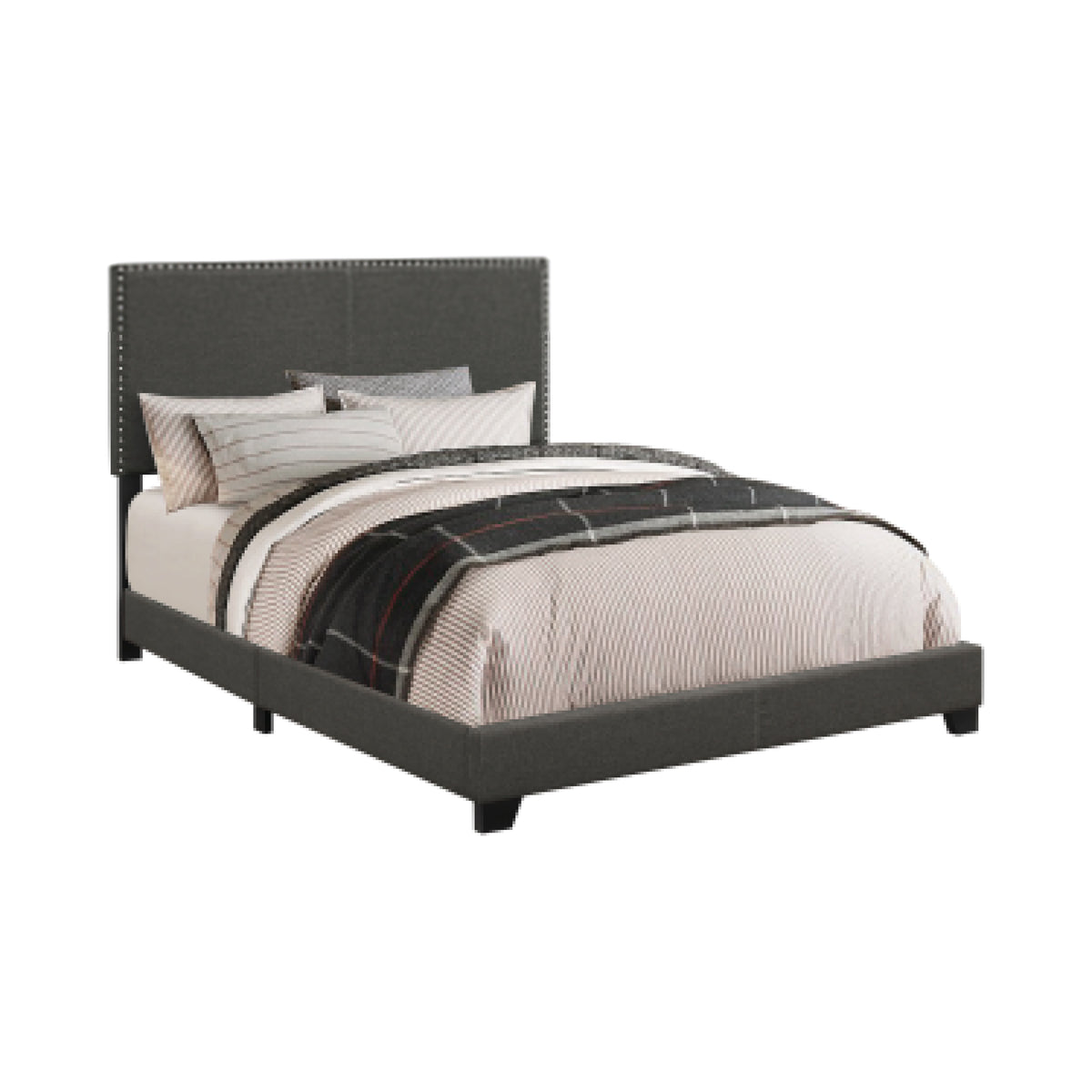 Benzara Charcoal Upholstered Eastern King Bed - BM172146