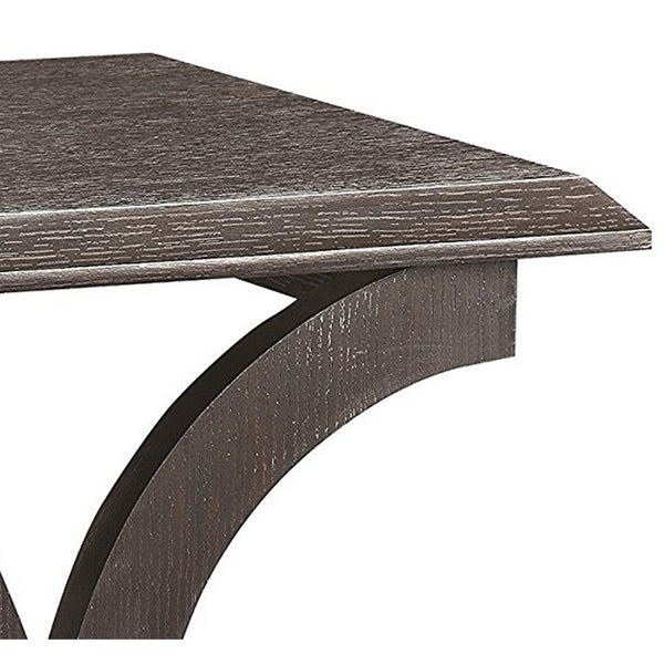 Contemporary Style C-Shaped End Table With Open Shelf & Tabletop, Espresso Brown