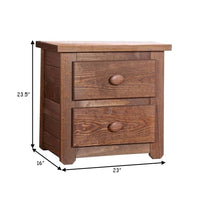 Wooden 2 Drawers Night Stand In Mahogany Finish, Brown