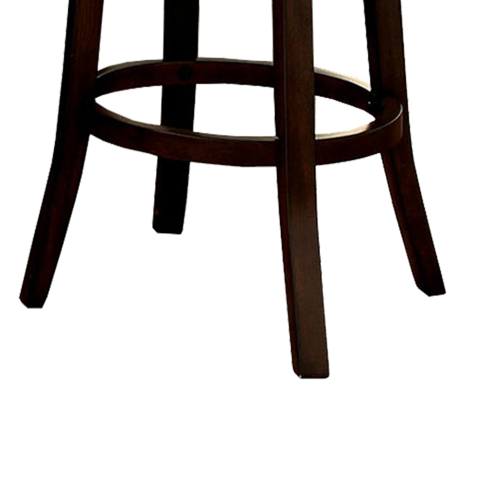 Swivel Barstool with Curved Open Low Back, Set of 2, Gray and Brown - BM131357