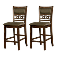 BM188325  - Leatherette Upholstered Solid Wood Counter Height Side Chair, Brown, Pack of Two