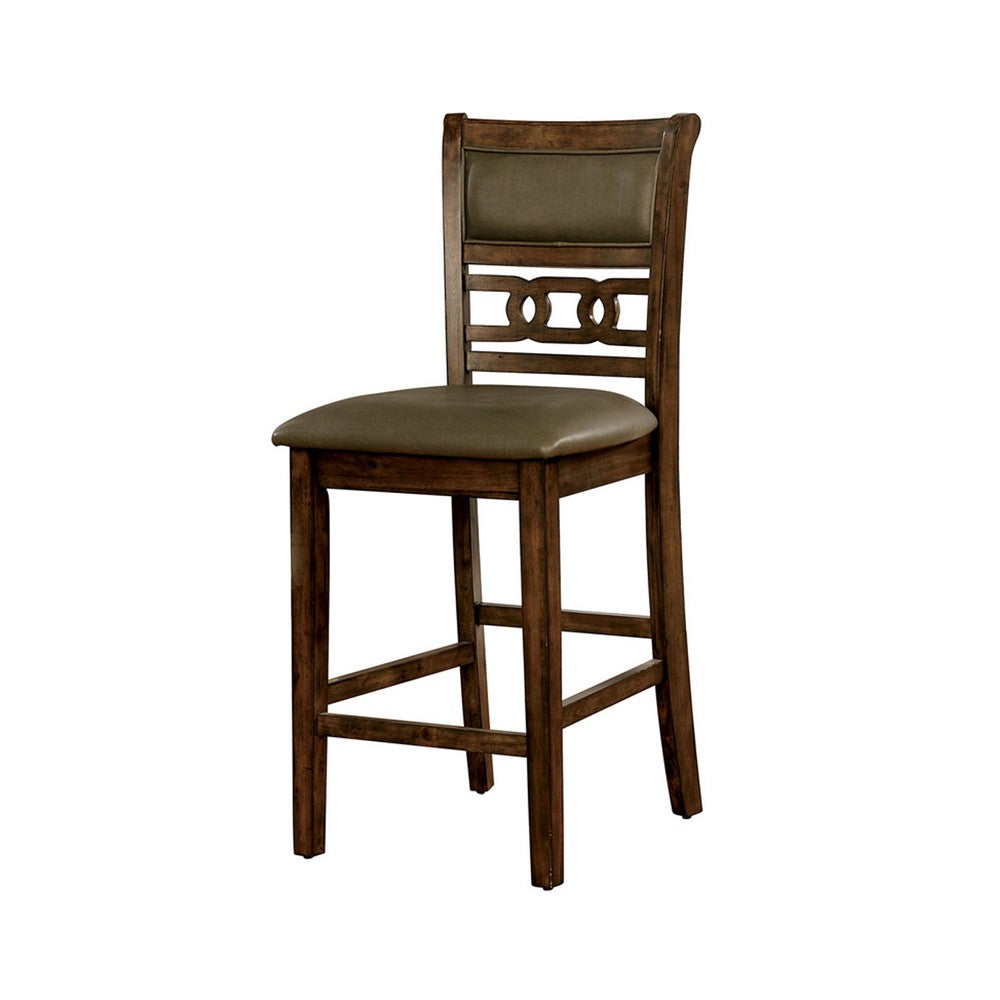 BM188325  - Leatherette Upholstered Solid Wood Counter Height Side Chair, Brown, Pack of Two